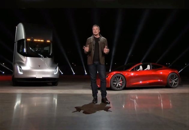 Elon Musk unveils the new Tesla vehicles: Roadster supercar and Semi truck